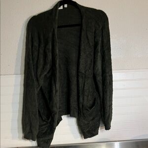 Burberry Cozy Open-Front Women’s Cardigan Sweater - Dark Olive